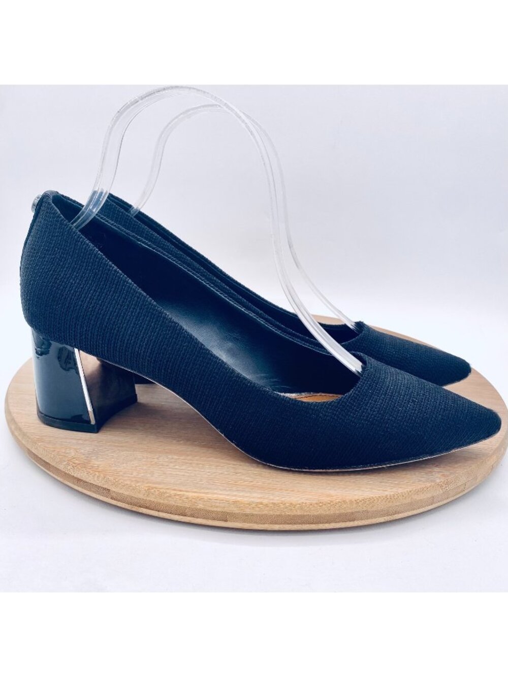 Donald Pliner Shoes Womens 8 Black Leather Textile Block Heels Pumps